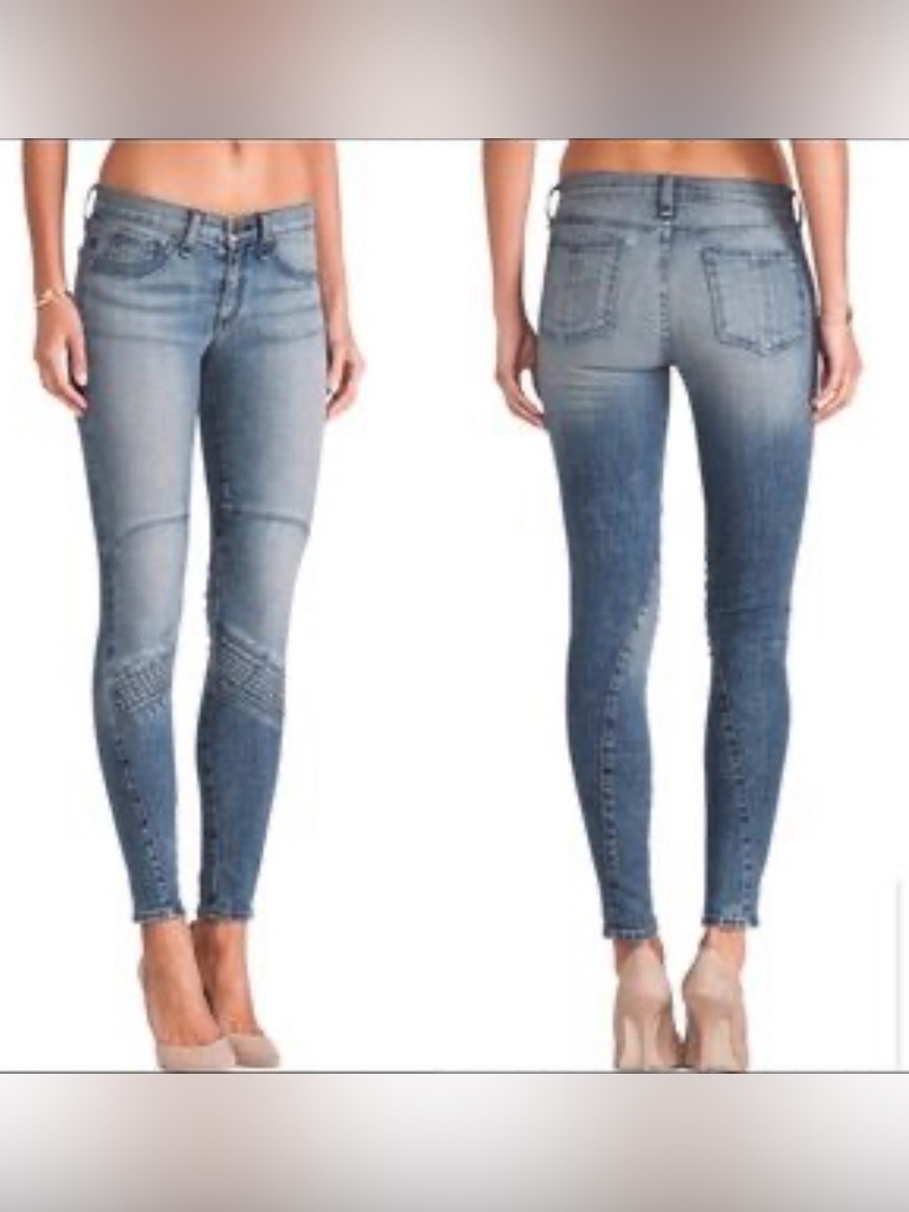Rag & Bone Samurai Blue Skinny Jeans with Knee Stitch Detail in Cadriff SZ 30